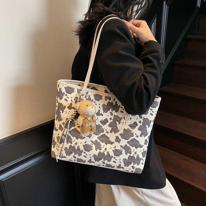 New Leopard Print Tote Bag For Women Large Capacity Commuting Versatile Handbag Retro Shopping Bag Women'S Bag - Image 2