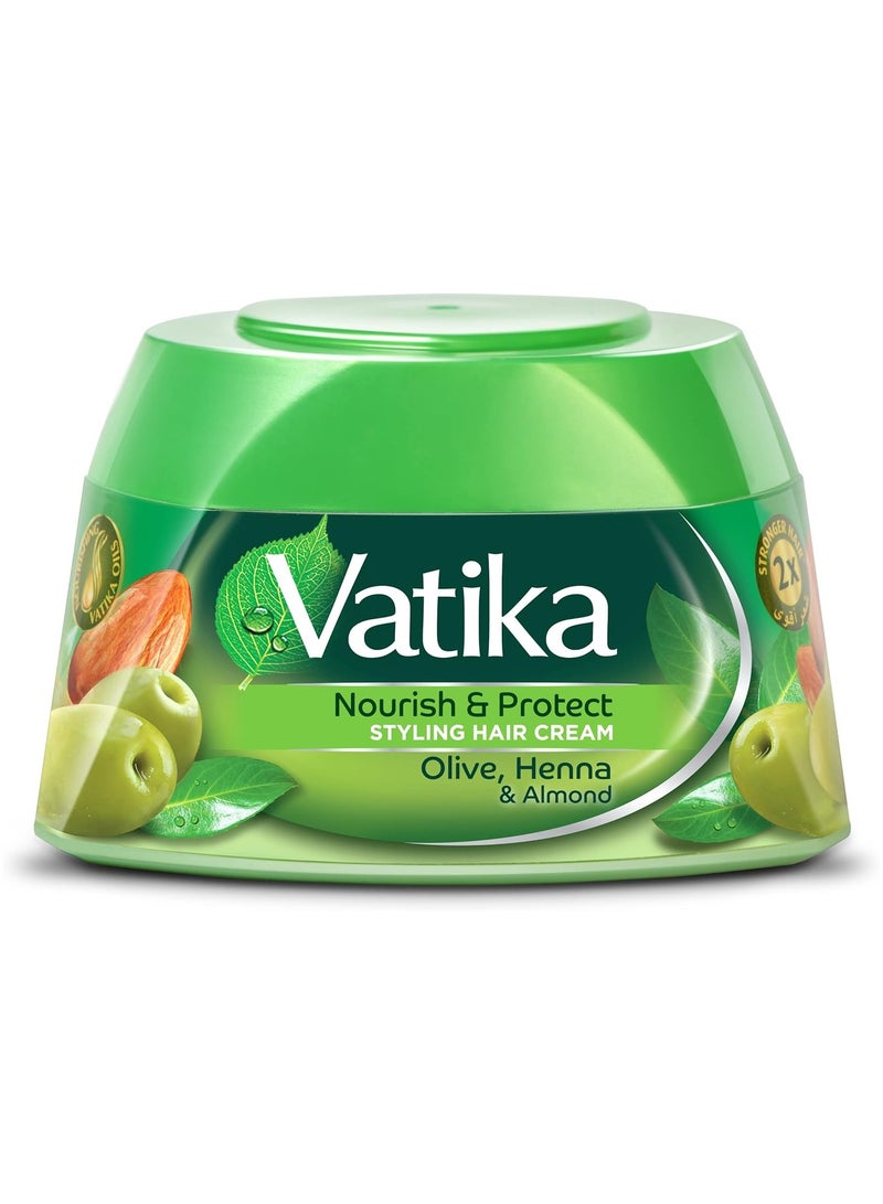 VATIKA Nourishing hair styling cream with almonds and aloe vera 140ml - Image 1