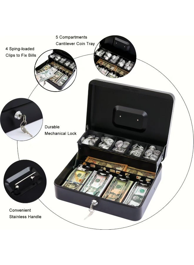 ihomeshop Handbag Cash Box, Key Lock Storage Box, Creative Coin Bank, Metal Coin Organizer for Home & Office, Classic Black - Image 5