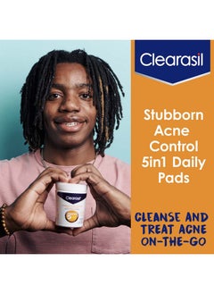 Clearasil Clearasil Stubborn Acne Control 5in1 Daily Facial Cleansing Pads, with Salicylic Acid Acne Treatment Medicine, 90 Count  - Image 5