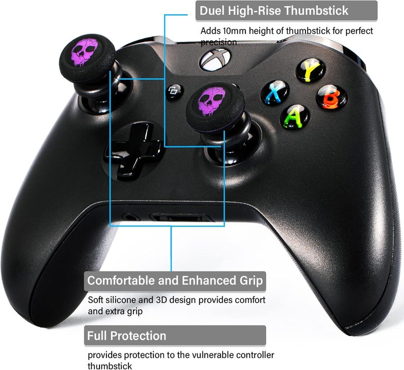 PlayRealm FPS Thumbstick Extender Rubber Silicone Grip Cover 2 Sets for Xbox Series X/S & Xbox One Controller(Ghost Purple) - Image 2