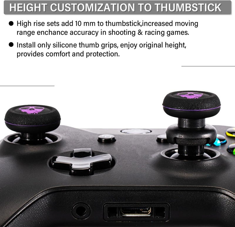 PlayRealm FPS Thumbstick Extender Rubber Silicone Grip Cover 2 Sets for Xbox Series X/S & Xbox One Controller(Ghost Purple) - Image 3