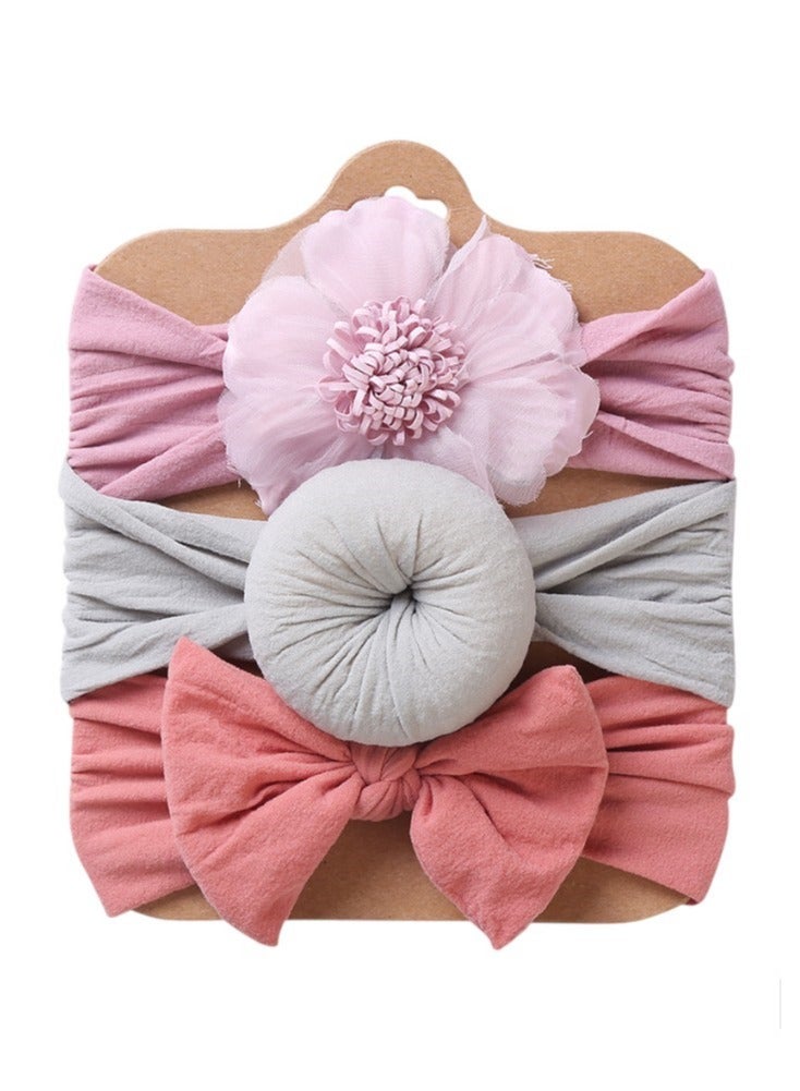 Bambimici Aya Assorted Cute Soft Turban For Babies Pink, Light Grey, Pomelo Pink - Image 2