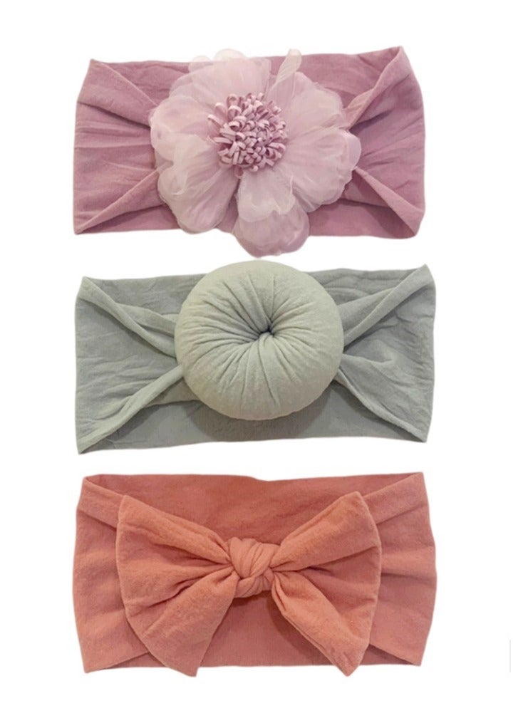 Bambimici Aya Assorted Cute Soft Turban For Babies Pink, Light Grey, Pomelo Pink - Image 3