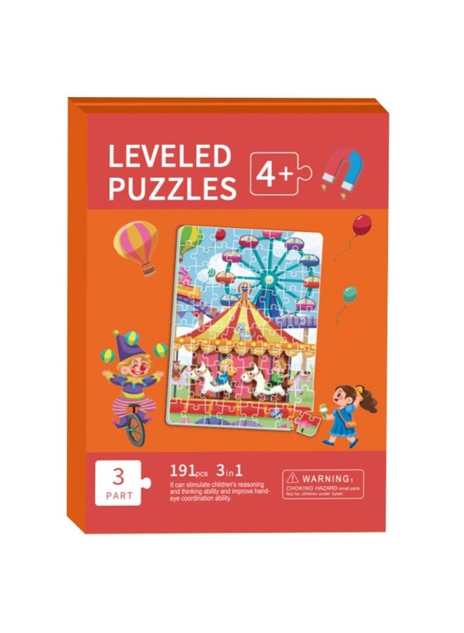 Jigsaw Puzzle for Kids 5-12 Years, Magnetic Puzzles Amusement Park 3 Levels of Difficulty, Puzzle Books Wooden, Educational Toys for Travel Activities, Strong Megnet  - Image 4
