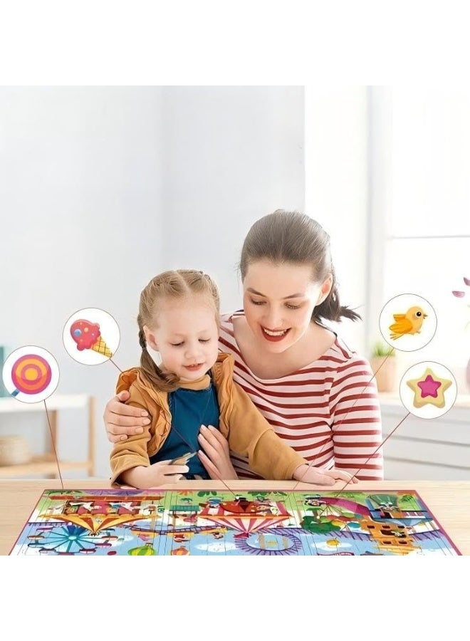 Jigsaw Puzzle for Kids 5-12 Years, Magnetic Puzzles Amusement Park 3 Levels of Difficulty, Puzzle Books Wooden, Educational Toys for Travel Activities, Strong Megnet  - Image 2
