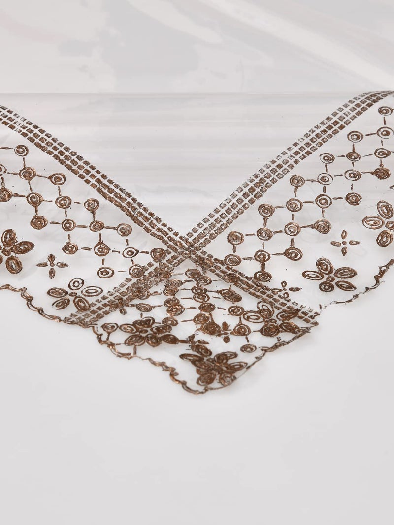 Clasiko Centre Table Cover 40x60 Inches PVC Shape Rectangle Pack of 1 Anti Slip Brown Lace Tipping - Image 5