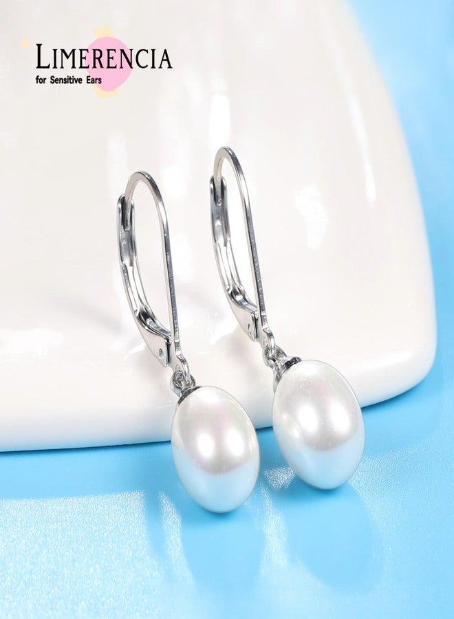 Limerencia Quality Freshwater Cultured Pearl Earrings Leverback Dangle F136 Implant Grade Titanium Pearl Dainty Charm Drop Dangle Earrings for Women - Image 3