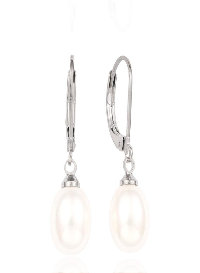 Limerencia Quality Freshwater Cultured Pearl Earrings Leverback Dangle F136 Implant Grade Titanium Pearl Dainty Charm Drop Dangle Earrings for Women - Image 1