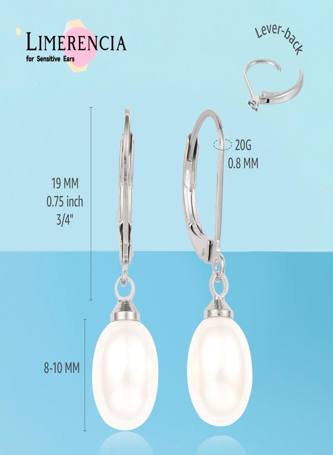 Limerencia Quality Freshwater Cultured Pearl Earrings Leverback Dangle F136 Implant Grade Titanium Pearl Dainty Charm Drop Dangle Earrings for Women - Image 4