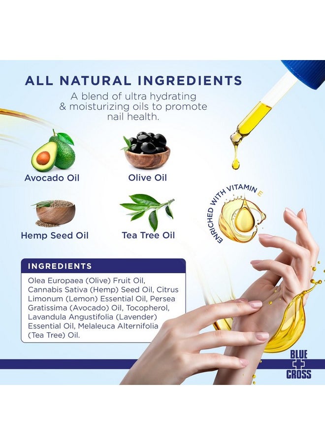 Blue Cross - Professional Nail Care All Natural Mineral Oil Free Ultranourishing Hydrating Moisturizing Nail & Cuticle Oil Lemongrass + Lavender Scented Essential Oils Made In Usa 0.5 Fl Oz/15Ml - Image 1