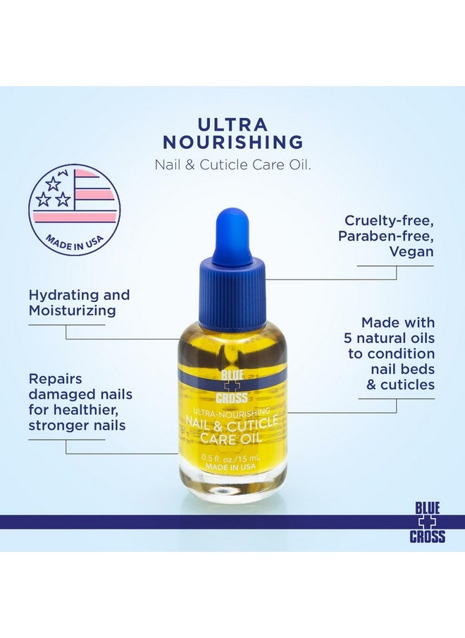 Blue Cross - Professional Nail Care All Natural Mineral Oil Free Ultranourishing Hydrating Moisturizing Nail & Cuticle Oil Lemongrass + Lavender Scented Essential Oils Made In Usa 0.5 Fl Oz/15Ml - Image 1