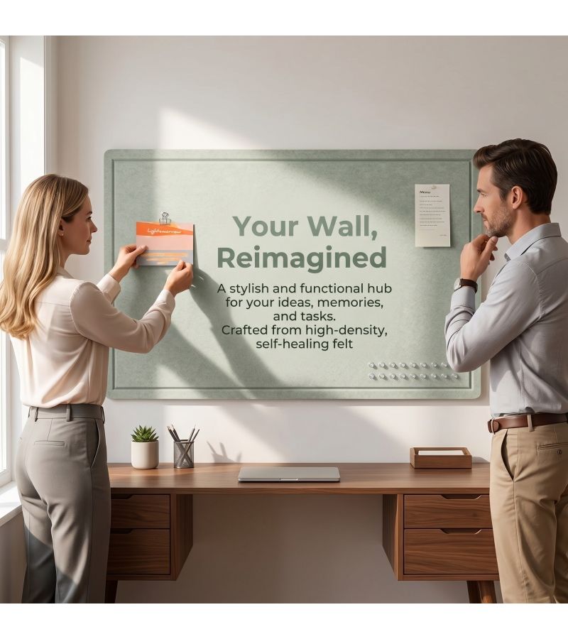 Self Adhesive Felt Bulletin Board Pink Color 60x45cm Foldable Corkboard Replacement Felt Pinboard Decorative Display Board For Wall Message Board Photo Board Key Holder Resistant - Image 2