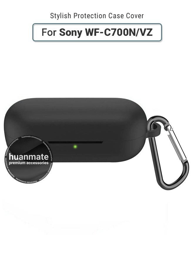 huanmate Sony WF-C700N/VZ Silicone Case Cover - Black - Made with Soft Silicone, Lightweight & Durable - Stylish Design, Accurate Cut-outs, Easy Installation & Removal  - Image 1