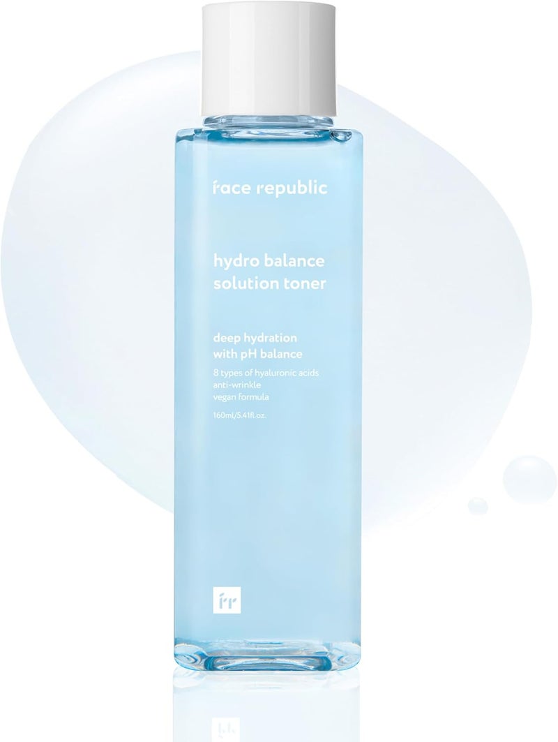 Face Republic Hydro Balance Solution Toner 160ml 541 fl oz  Hydrating  Balancing  Hyaluronic Acids Panthenol Adenosine  Soft Plump Skin  Vegan Korean Skin Care