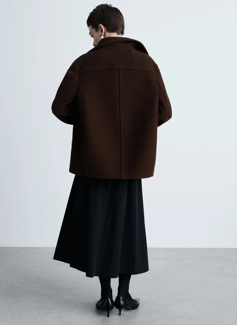 مانجو Double-Breasted Virgin Wool Coat