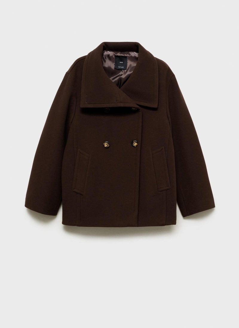 MANGO - Double-Breasted Virgin Wool Coat - Image 1