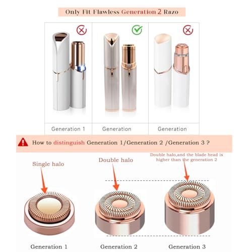 BECHY Women Facial Hair Remover Replacement Heads Gen 2 for Finishing Touch Flawless,Double Halo Face Razor Replacement Heads for Flawless Painless Face Hair Remover Tool - Image 2