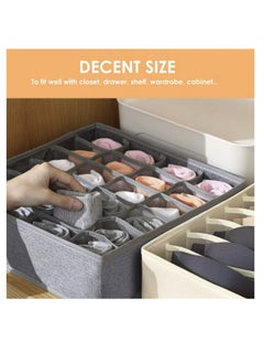 Hanayo 3 Pack Sock Underwear Organizer Dividers, 64 Cell Drawer Organizers Fabric Foldable Cabinet Closet Organizers and Storage Boxes for Storing Socks, Underwear, Ties, Gray  - Image 4