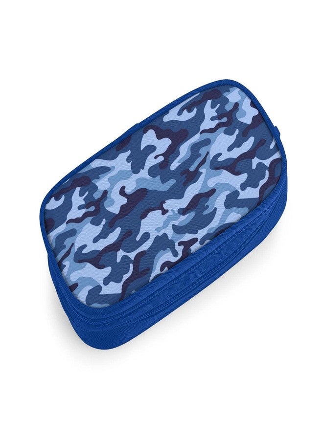 OWCRNEF Adult Blue Camo Pencil Case Box, Large Capacity College Pencil Bag Pouch Marker Organizer with 2 Compartments & Durable Zipper - Image 4