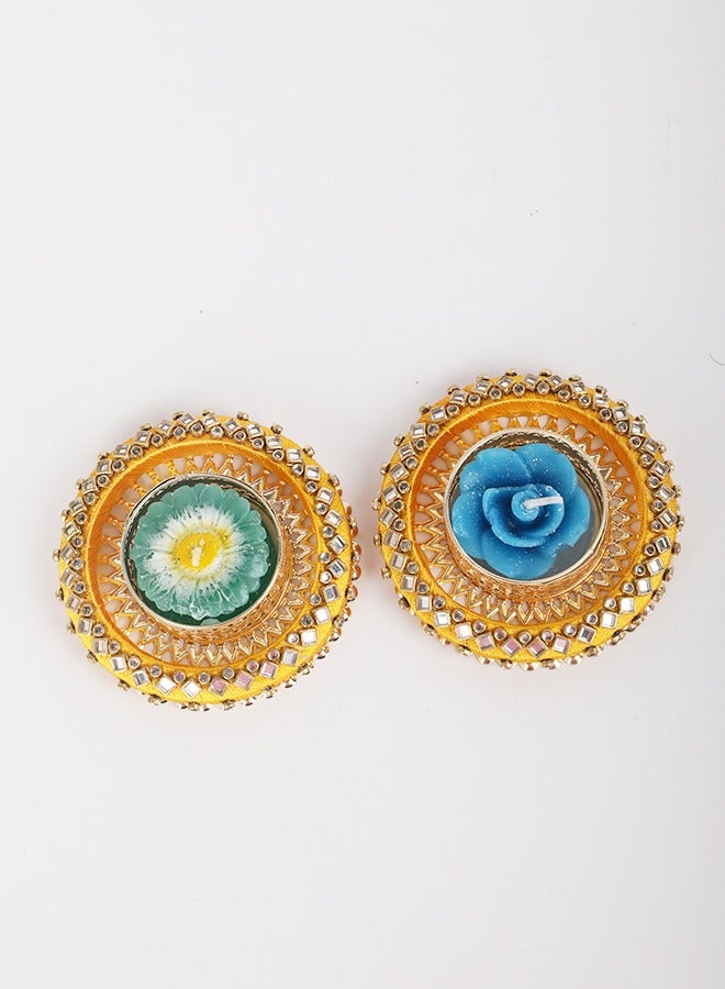 مدهور حامل شمع فاخر مكون من قطعتين مقاس 7 سم