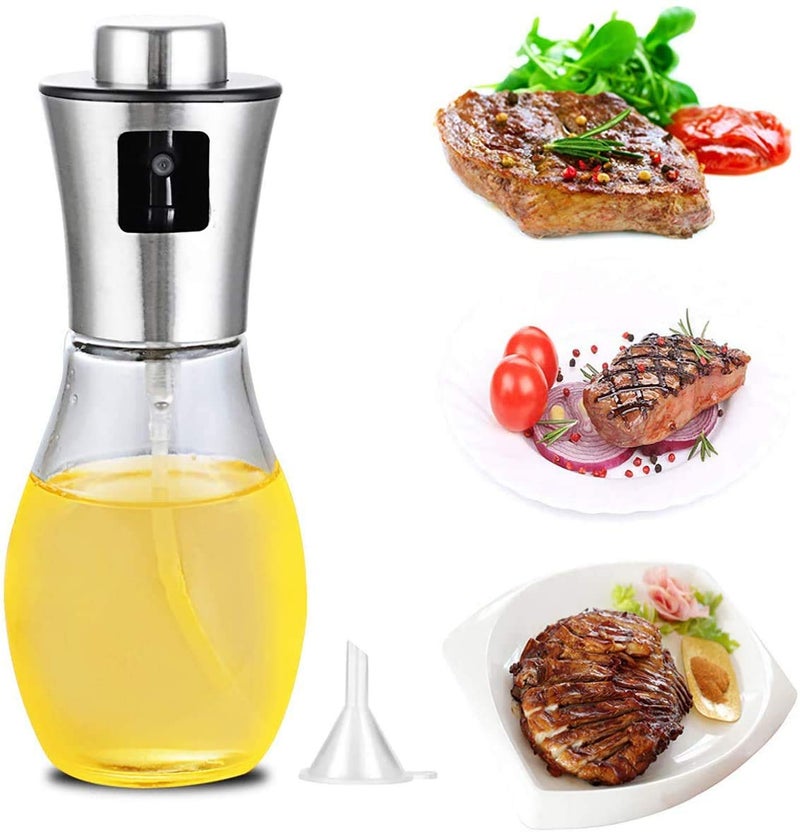 Gopendra Olive Oil Sprayer Dispenser for Cooking, 200ml Stainless Steel and Glass Spray Bottle, Outdoor Portable BBQ Spray Oil Can, Kitchen Gadget Oil Bottle for Air Fryer - Image 1