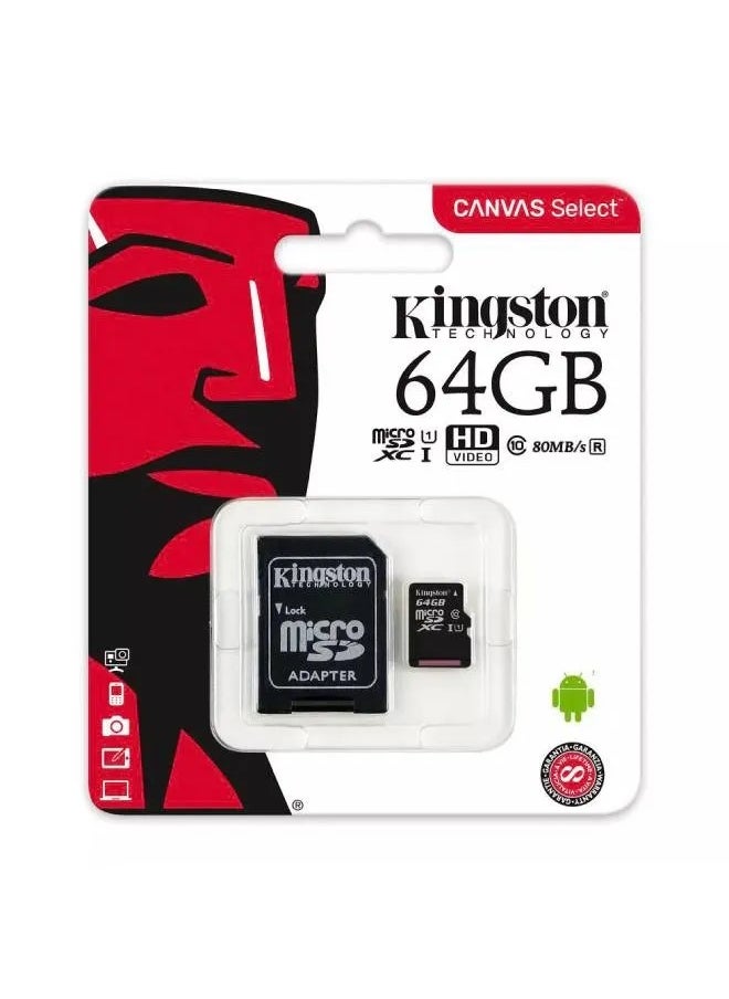 Kingston 64GB microSDXC Canvas Select Plus 100R A1 C10 Memory Card with Adapter  - Image 4