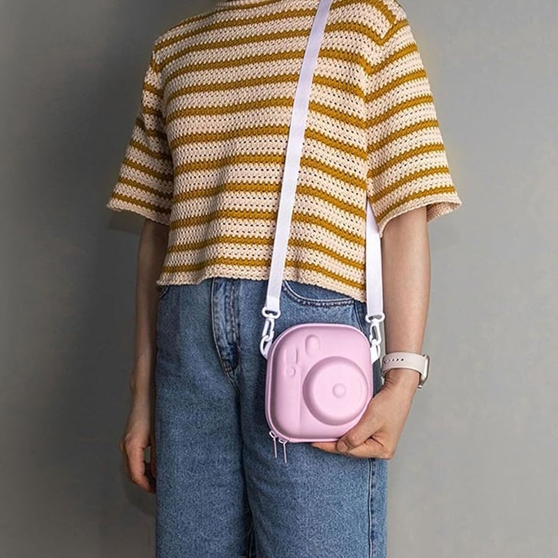 Purple Crossbody Camera Bag Waterproof Shell Soft Interior Mesh Pockets - Image 3