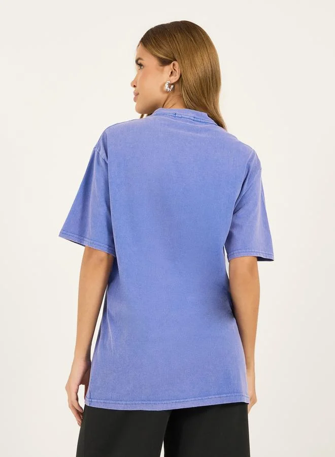 Styli Acid Washed Oversized Dropped Shoulder T-Shirt
