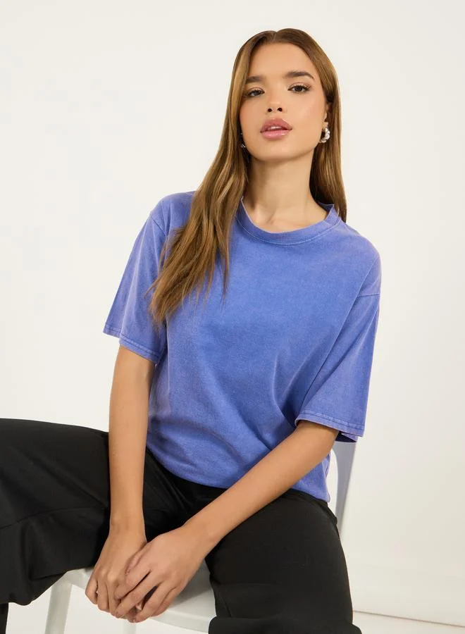 Styli Styli Acid Washed Oversized Dropped Shoulder T-Shirt