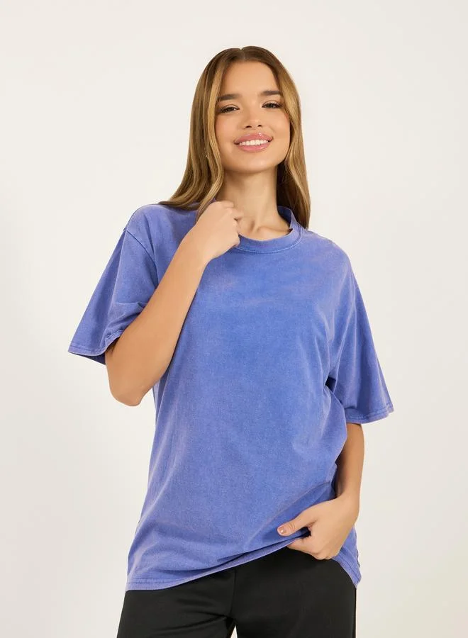 Styli Styli Acid Washed Oversized Dropped Shoulder T-Shirt
