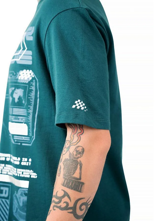 HIGH STAR Moto Racer Graphic Printed Round Neck Short Sleeves Regular Fit Cotton T-shirt