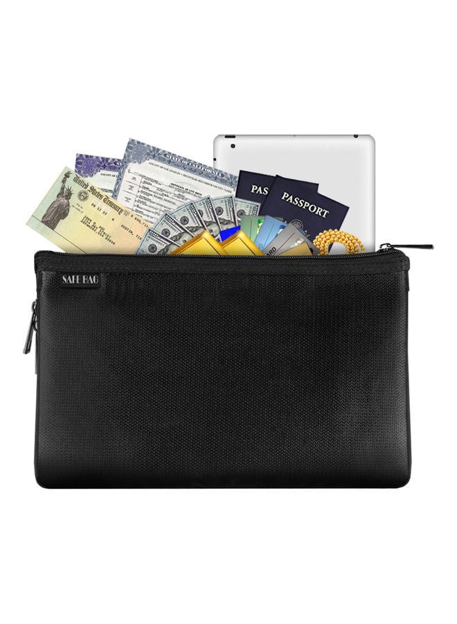 NIBEMINENT Fire and Water Resistant Expandable Document Bag Black - Image 1