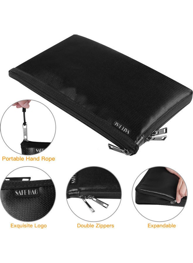 NIBEMINENT Fire and Water Resistant Expandable Document Bag Black - Image 2