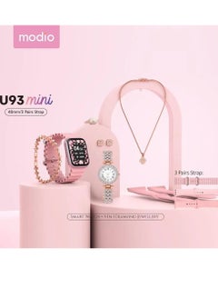 modio Modio U93 Mini 36 mm Smart Watch with 3 Pair Strap and Stylish analogue Watch with Diamond Jewellery Accessories Combo for Ladies and Girls  - Image 1