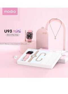 modio Modio U93 Mini 36 mm Smart Watch with 3 Pair Strap and Stylish analogue Watch with Diamond Jewellery Accessories Combo for Ladies and Girls  - Image 2
