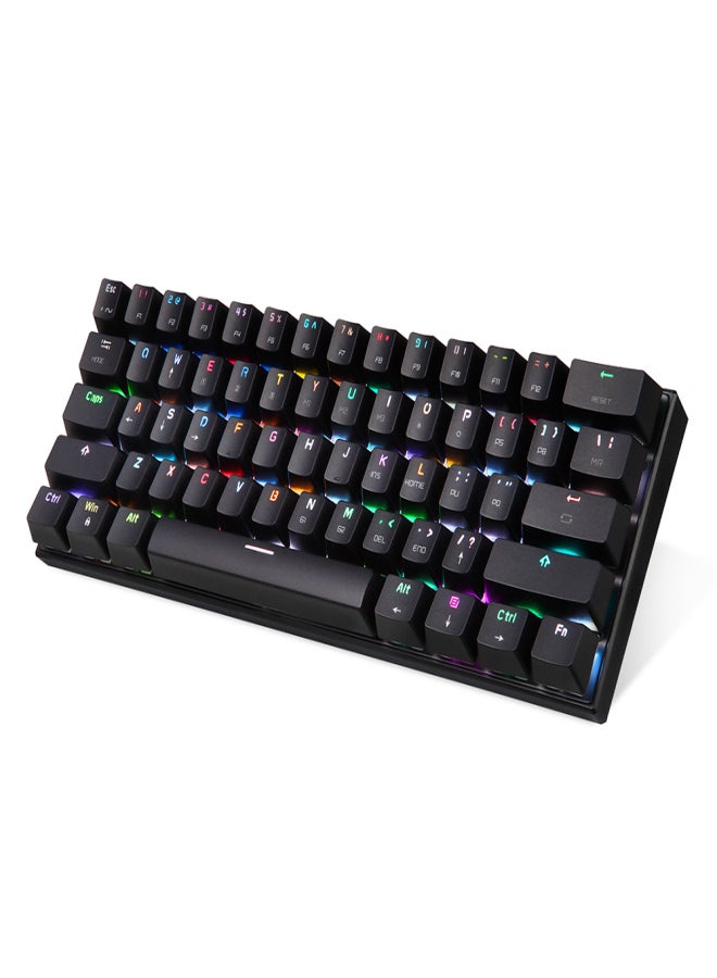 موتوسبيد لوحة مفاتيح Motospeed CK62 الميكانيكية للألعاب، 61 مفتاحًا، بإضاءة RGB، سلكية USB، تدعم تقنية بلوتوث، وضع مزدوج، لون أسود، مزودة بمفاتيح OUTEMU الحمراء. - Image 4