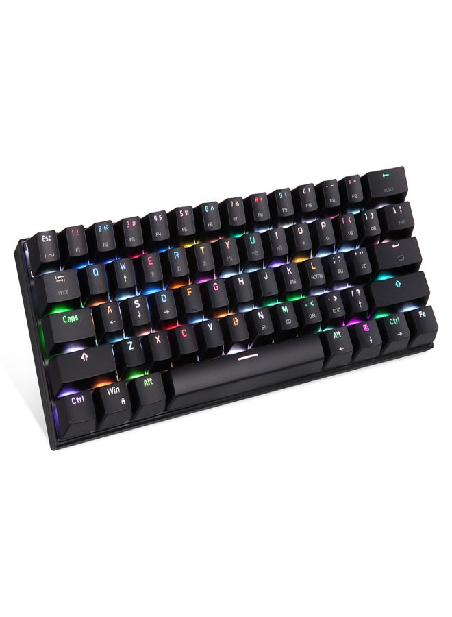 موتوسبيد لوحة مفاتيح Motospeed CK62 الميكانيكية للألعاب، 61 مفتاحًا، بإضاءة RGB، سلكية USB، تدعم تقنية بلوتوث، وضع مزدوج، لون أسود، مزودة بمفاتيح OUTEMU الحمراء. - Image 2