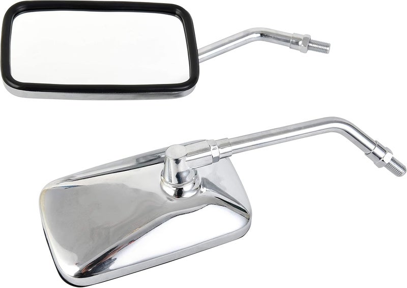 Rawsomes 10 mm Bolt Chrome Motorcycle Universal Handlebar Rear view Side Mirrors Compatible with Harley Kawasaki Suzuki Aprilia Street Bike Cruiser Scooter Mirror SIZE: 125mm X 70mm (Chrome Silver) - Image 3