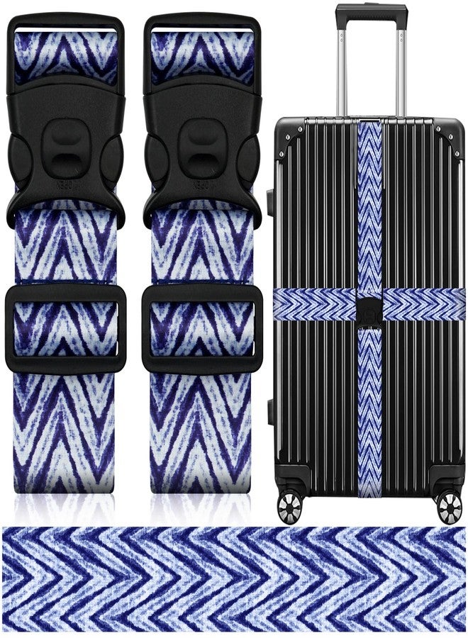 ZHOMA Luggage Straps for Suitcases, Travel Adjustable Belt with Quick Release Buckle, Heavy Duty Nylon Bag Packing Strap, Unique Bright Identifiers Business Travel Accessories (2 Pack)-Blue Wave - Image 1