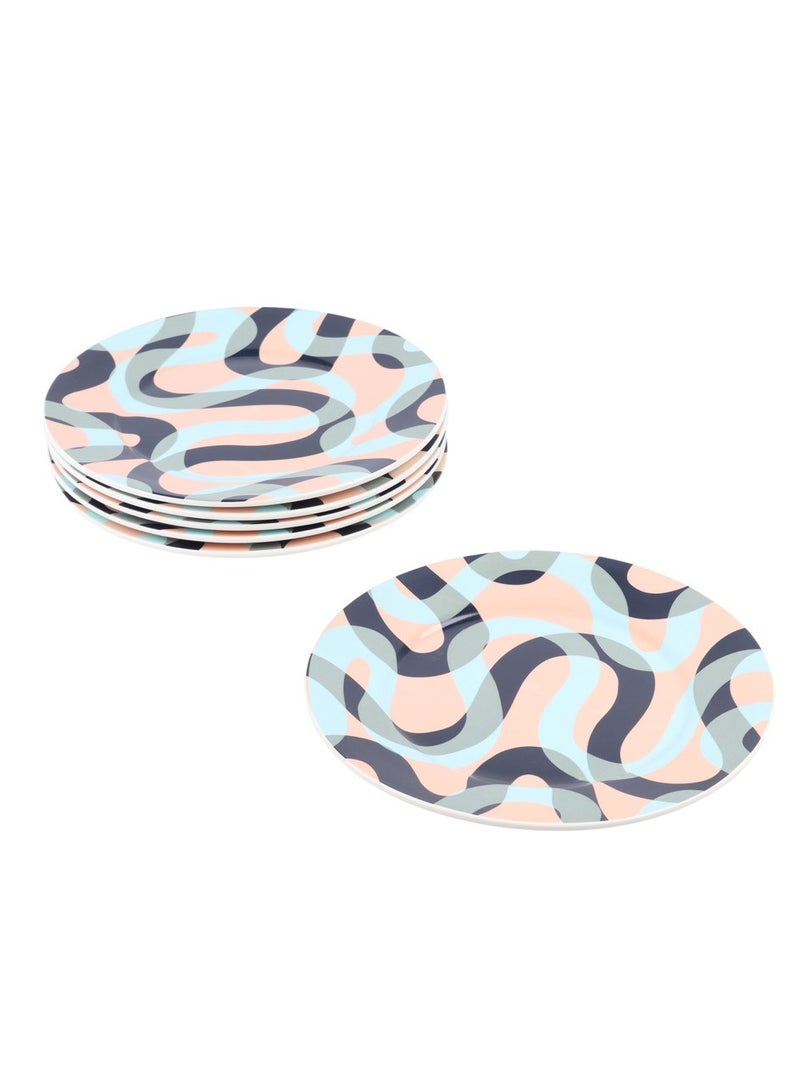 هوم فيو طقم سفره من البورسلين الفاخر مكون من 6 قطع أزرق - بيج 25 × 25 - Image 2