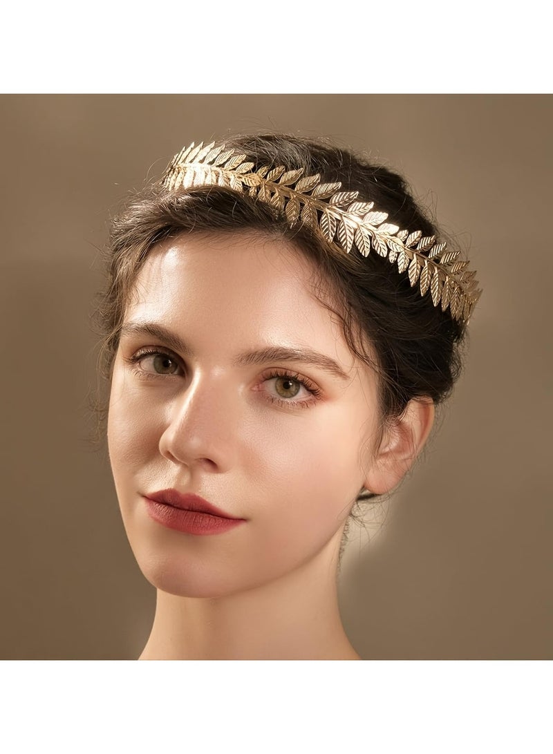 Oasisgalore Laurel Wreath Crown - Gold Roman Emperor Headband for Men & Women | Greek Goddess Crown - Image 2
