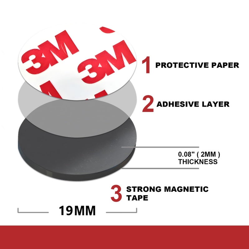 CHUNNIAO Small Magnets with Adhesive Backing for Crafts,Self Sticky Magnetic Sticker,Round Adhesive Dot Magnets for Classroom (36Pcs Circle 3/4 X 0.08 Rubber Magnets) - Image 3
