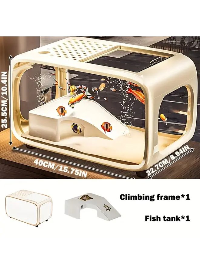 حوض أسماك مائي حديث كبير مستطيل الشكل للكتابة البيضاء ذاتية الاستدامة مع إطلالة بانورامية - Image 3