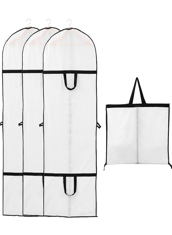 GoldenLike 70.8" Garment Bag 3 Pcs Garment Cover Bag Dustproof Clothes Cover Bags Wedding Dress Bag Cover Foldable Clothe Storage Bag Protector for Closet Storage Suit,Robe,Long Dress(60*180CM-WHT) - Image 1