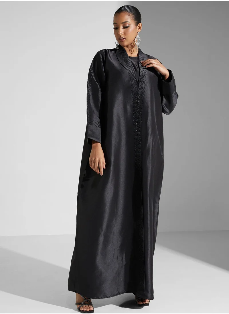 hayas closet Embellished Front Open Abaya