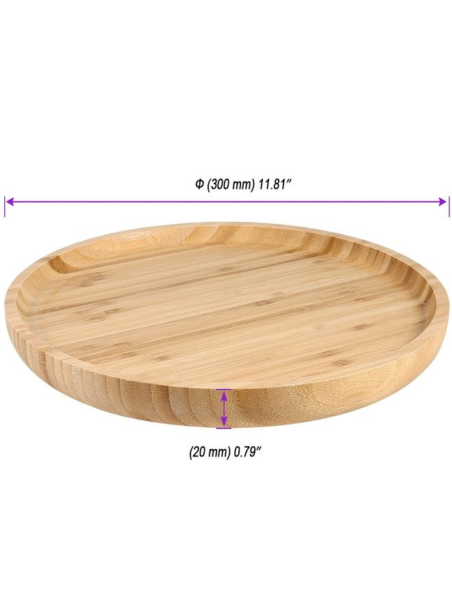 JOIKIT 5 Pack 12 Inch Bamboo Round Platter, Fine Polished Round Wood Plates Bamboo Serving Tray for Holding Fruit, Bread, Cheese, Nut, Coffee, Tea, Plant Saucer - Image 2