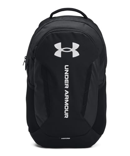 UNDER ARMOUR حقيبة ظهر هاسل 6.0 للبالغين من أندر أرمور، (002) أسود/أسود/أبيض، مقاس واحد يناسب معظم الأشخاص - Image 1