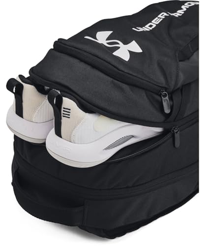 UNDER ARMOUR حقيبة ظهر هاسل 6.0 للبالغين من أندر أرمور، (002) أسود/أسود/أبيض، مقاس واحد يناسب معظم الأشخاص - Image 2