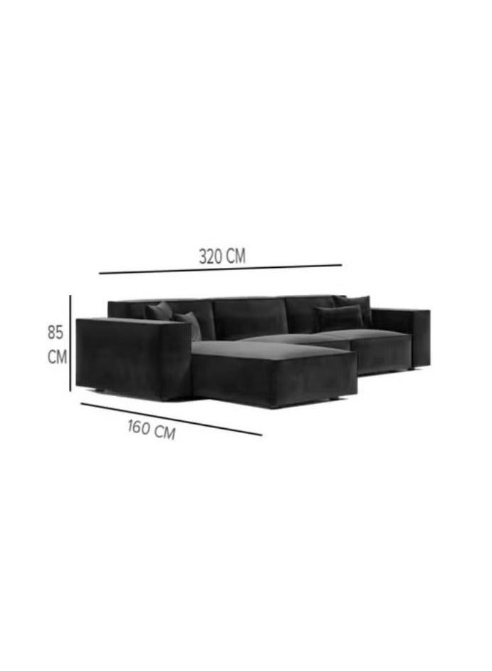 Al Zakharef Furniture Carol Corner L Shape Luxury Sofa Set Modern Design Furniture Sectional Velvet Couch Comfortable Living Room Sofa Color (White) Left - Image 4
